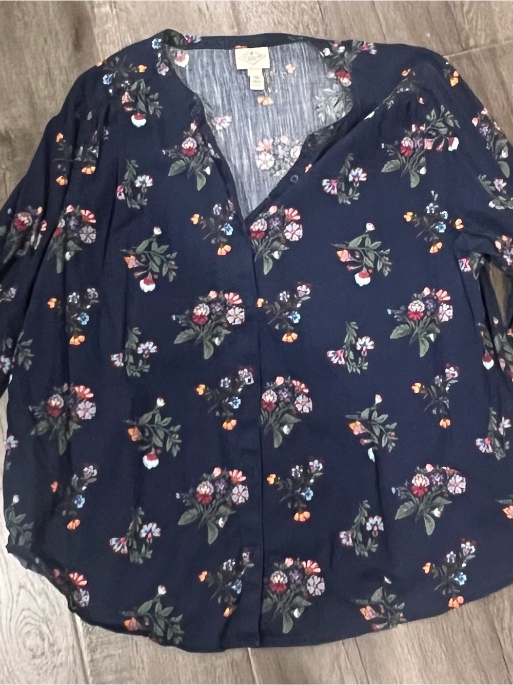 St. John's Bay Navy Floral Button-Down Blouse